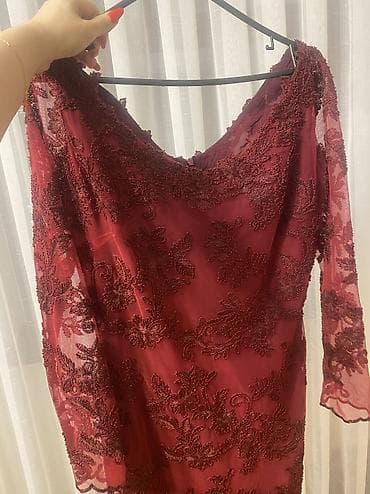sifon fason 2023: Məhsul: Zərif qırmızı/marsala rəngli ziyafət paltarı - Model: Dizdən — 3