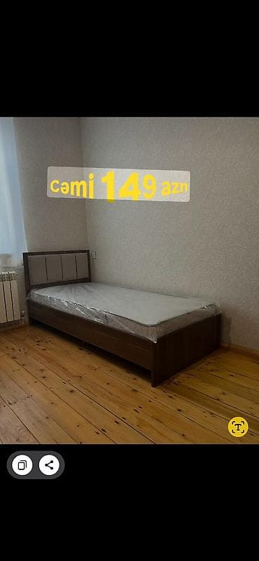 dösek: Tək nəfərlik çarpayı – matrasla birlikdə - Minimalist dizaynlı, aşağı — 3