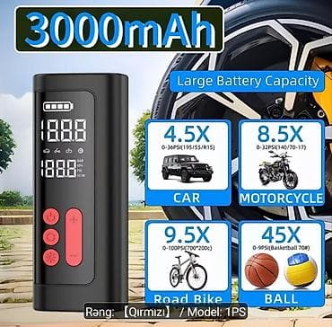 kompressor 100: Portativ hava kompressoru – 3000 mAh - Böyük tutumlu daxili batareya — 1
