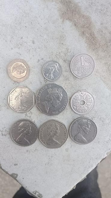 Kolleksiya üçün qədim xarici pul sikkələri dəsti Tərkib (şəkillərdə