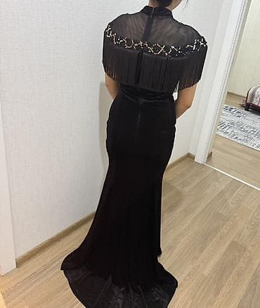 Qara axşam/libas – zərif maxi - Model: Uzun, balıq kəsimli qara — 2