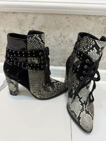 nappa deri: Qadın üçün şnürlü yarımboğaz çəkmələr Ölçü 36 - Model: yarımboğaz — 2