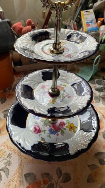 Блюда для тортов и сладостей: Тарелки, 1 шт., цвет - Синий, Фарфор — 2