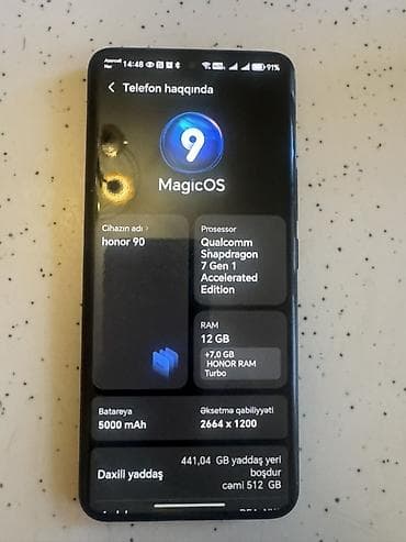 mate 20 pro: Honor 90, 512 GB, rəng - Qara, Sensor, İki sim kartlı, Face ID — 2