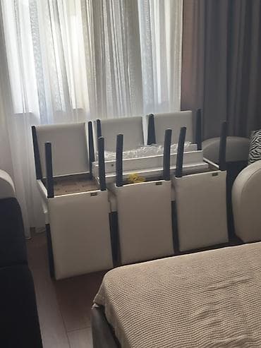 kompüter masa: Qonaq otağı üçün mebel dəsti - Rəng: ağ korpus, qara dekorativ — 3