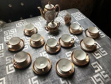 Qəhvə dəsti, rəng - Qızılı, Kobalt, 12 nəfərlik, Almaniya
