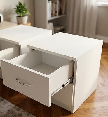 Məhsul: Ağ rəngli 2 çekmecəli yataq yanı tumbası - Dizayn: Minimal və — 2