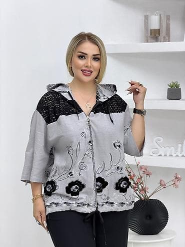Qadın üçrəng dəst – kapüşonlu bluz + şalvar .Razmer 42 44 46 48 50 52 — 3