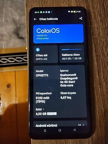 kran kamera: Oppo A5, 128 GB, rəng - Bənövşəyi — 2