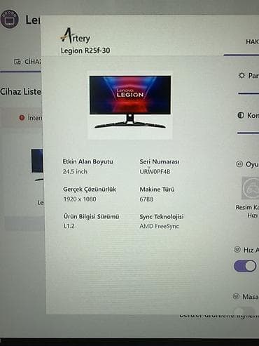 core i9: Oyun komputeri+ monitor - Ekran diaqonalı: 24.5 inch - Həqiqi təsvir — 2