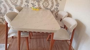 Masalar: Aynur 4540 💫 Masa və 4 stul. Masanin üstü mərmərdir. Ayaqlari fistiq — 1
