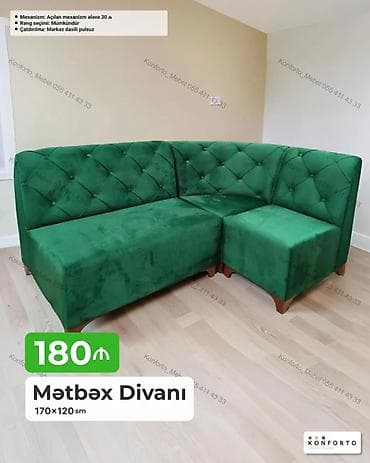 Künc divan, Mətbəx üçün, Vеlur parça, Açılan — 1