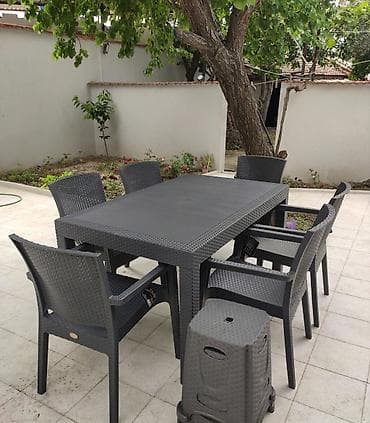 Yeni, Dördbucaq masa, 6 stul, Açılmayan, Stullar ilə, Plastik, Türkiyə