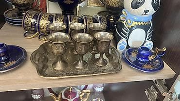 Qədəhlər, rəng - Gümüşü, Metal, 6 ədədli dəst