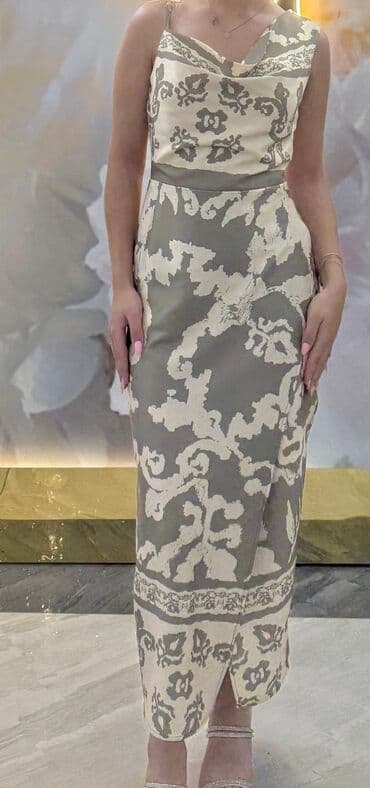 qızlar üçün donlar: Zərif naxışlı midi don - Rəng: zeytun-yaşıl və krem tonlarında — 3