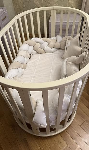 uşağ mebeli: Oğlan və qız üçün, Yumru, Beşik, Dəst ilə, Matras ilə, Yellənmə mexanizmsiz — 3