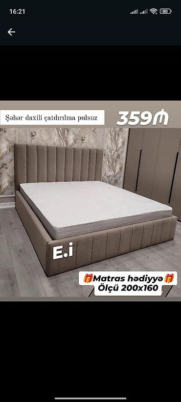 Çarpayılar: Yeni, İkinəfərlik çarpayı, Bazasız, Matras ilə, Siyirməsiz — 1