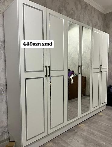 6 qapı, Güzgülü, Ağ, Açılan, Düz dolab