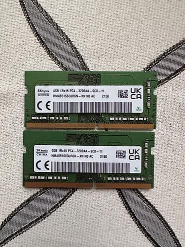 ddr3l: Operativ yaddaş (RAM) Samsung, 8 GB, 3200 Mhz, DDR4, Noutbuk üçün, İşlənmiş — 6