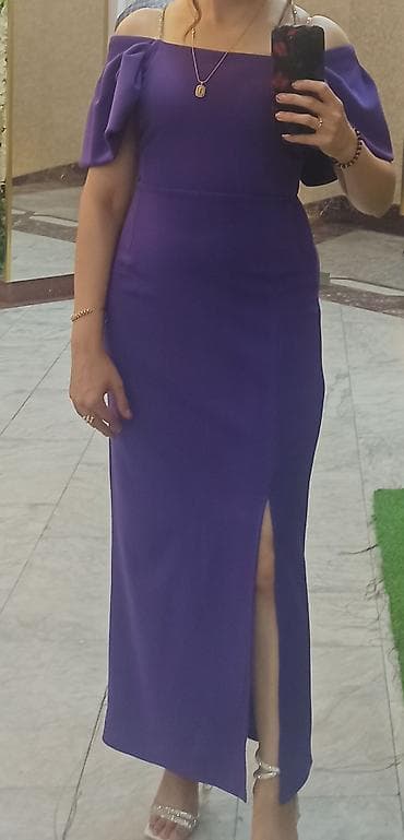 lil solid 2.0: Zərif bənövşəyi rəngdə ziyafət/libas. - Model: çiyinləri açıq, düz — 2