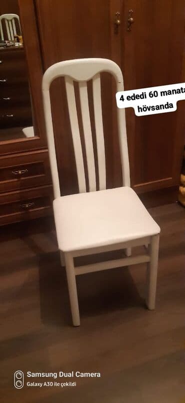 Mətbəx üçün, Qatlanmayan, rəng - Ağ Stul