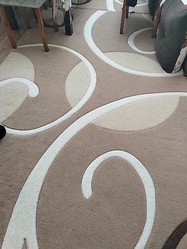 kreditle xalça satişi: Xalça – bej-qəhvəyi tonlarda, zərif ağ naxışlı - Dizayn: Böyük spiral — 2