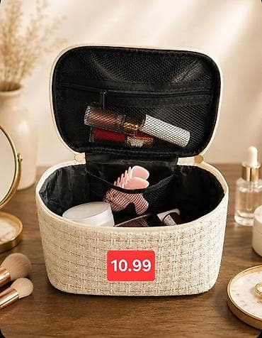 yeni il xonçaları: Tweed materiallı universal kosmetik çanta - Rahat daşıma üçün üst — 2