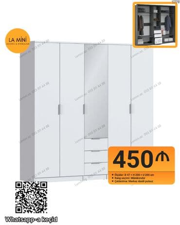 Açılan, 4 qapılı Düz dolab, Qarderob, paltar dolabı