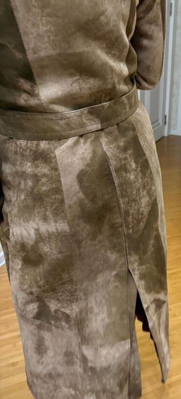 женские утепленные плащи: Qadın üçün süet trençkot - Material: yumşaq süet (nubuk effektli) — 5