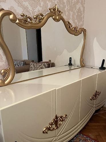 stul ev ucun: Qonaq otağı üçün, İşlənmiş, Açılmayan, Dördbucaq masa, 6 stul — 3