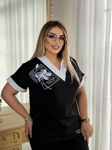 kana korsa: Qadınlar üçün iki parçalı kostyum dəsti - Üst: V-yaxalı, qısa qol — 7