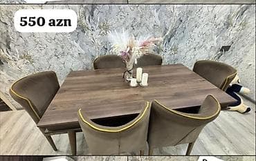 ikinci el kunc divan: Qonaq otağı üçün, İşlənmiş, Kvadrat masa, 6 stul — 1