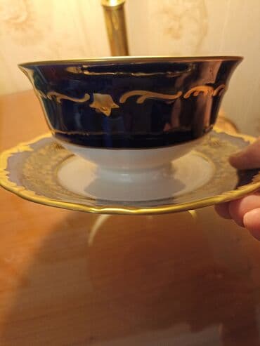 kahla made in gdr: Çay dəsti, rəng - Göy, Farfor, Reichenbach, 1 nəfərlik, Almaniya — 1