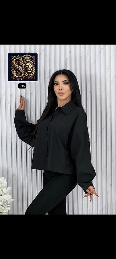 yeni geyim: Qadınlar üçün oversize köynək - Model: Qısa kəsimli, oversize forma — 4