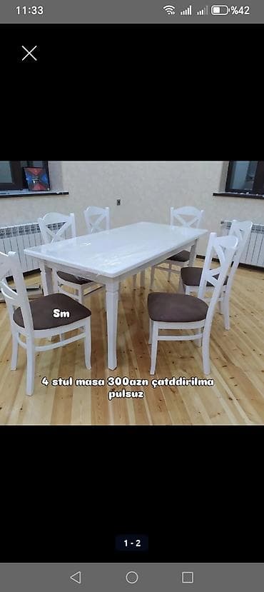 perla tv stend: Yeni, Dördbucaq masa, 4 stul — 1