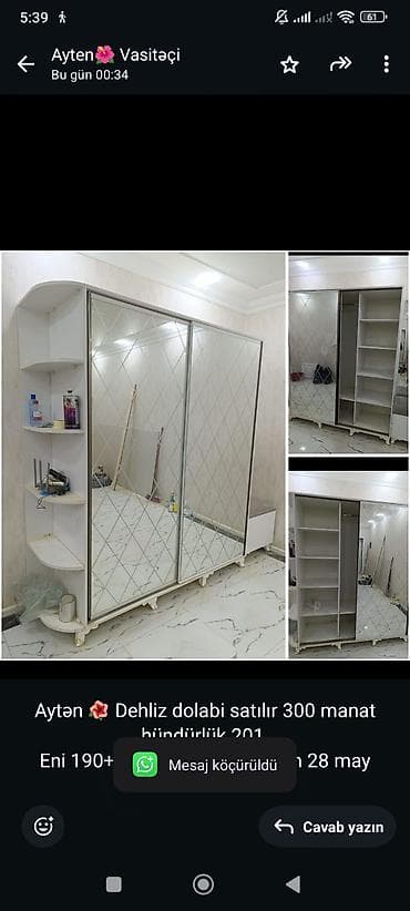 Aytən 🌺 Dehliz dolabi satılır 300 manat hündürlük 201 Eni 190+ 55 sm lalafo.az -da Aytən 🌺 Dehliz dolabi satılır 300 manat hündürlük 201 Eni 190+ 55 sm