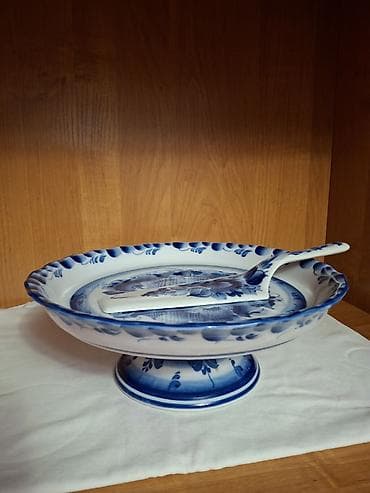 Tort və şiriniyyat qabı, rəng - Mavi, Farfor — 1