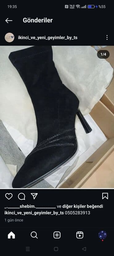 домашние женские тапочки из овчины: Uzunboğaz, Ölçü: 39, rəng - Qara, Yeni — 1