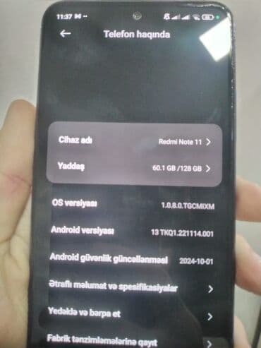 he house: Xiaomi Mi 11, 128 GB, rəng - Göy, 
 Barmaq izi — 7