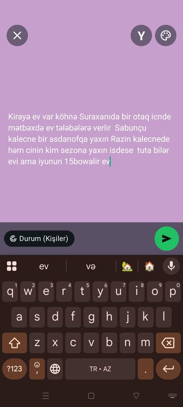 kiraye ev suraxanida: Köhnə Suraxanıda, mətbəxi olan evdə tələbələrə kirayə verilir. Sabunçu — 1