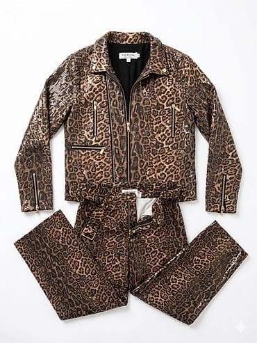 Leopar naxışlı iki hissəli kostyum dəsti - Tərkib: Payetlərlə