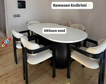 Qonaq otağı üçün, Yeni, Açılmayan, Oval masa, 6 stul