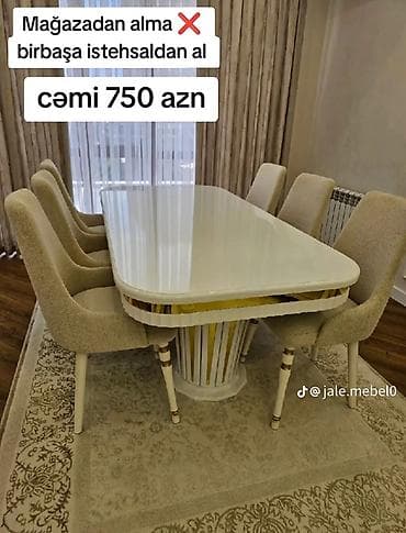 stulla: Qonaq otağı üçün, Yeni, Açılmayan, Oval masa, 6 stul — 1