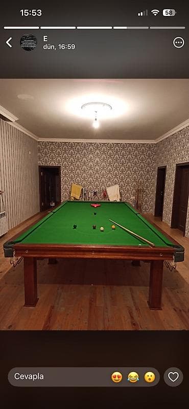 Snooker/bilyard masası – tam ölçülü, klassik dizayn - Geniş yaşıl