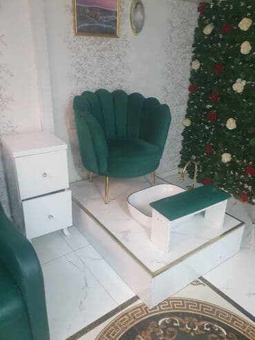 Pedikür üçün salon dəsti - Zərif dizaynlı mərmər effekti podium
