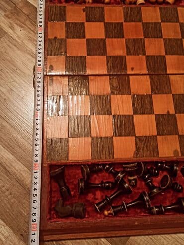 masaüstü futbol oyun seti: Taxta şahmat dəsti – qutulu, əl işinə bənzər klassik model — 4