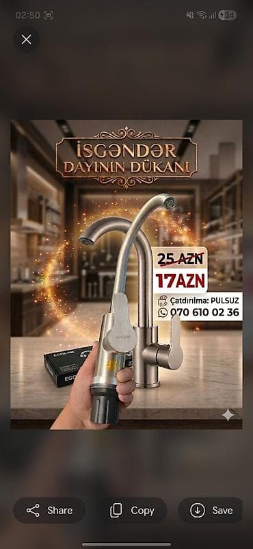 Məhsul: Mətbəx/Lavabo üçün kranlar - Material: paslanmayan polad və