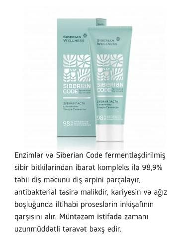 dentin pasta: Siberian Wellness – Siberian Code fermentləşdirilmiş təbii diş məcunu — 1