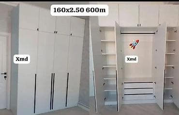 Yeni, 6 qapı, Siyirməli, Ağ, Açılan, Düz dolab