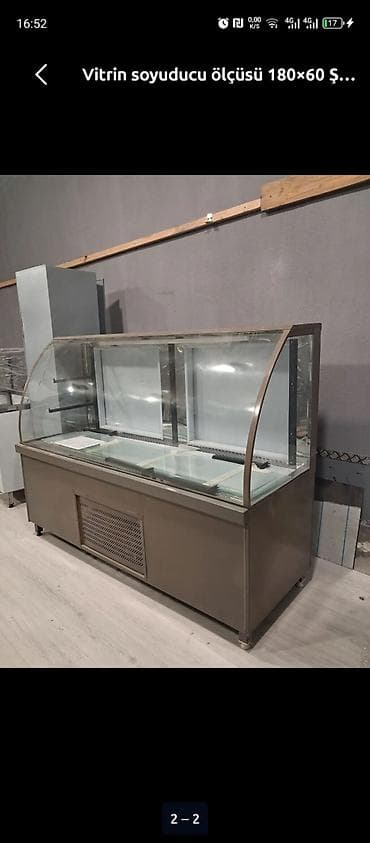 Оборудование для мойки: Vitrin tipli soyuducu - Ölçü: 180 × 60 sm (başlıqda qeyd edilib) - — 1